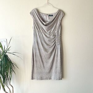 Lauren Ralph Lauren Elegant Side Ruch Scoop Neck Dress